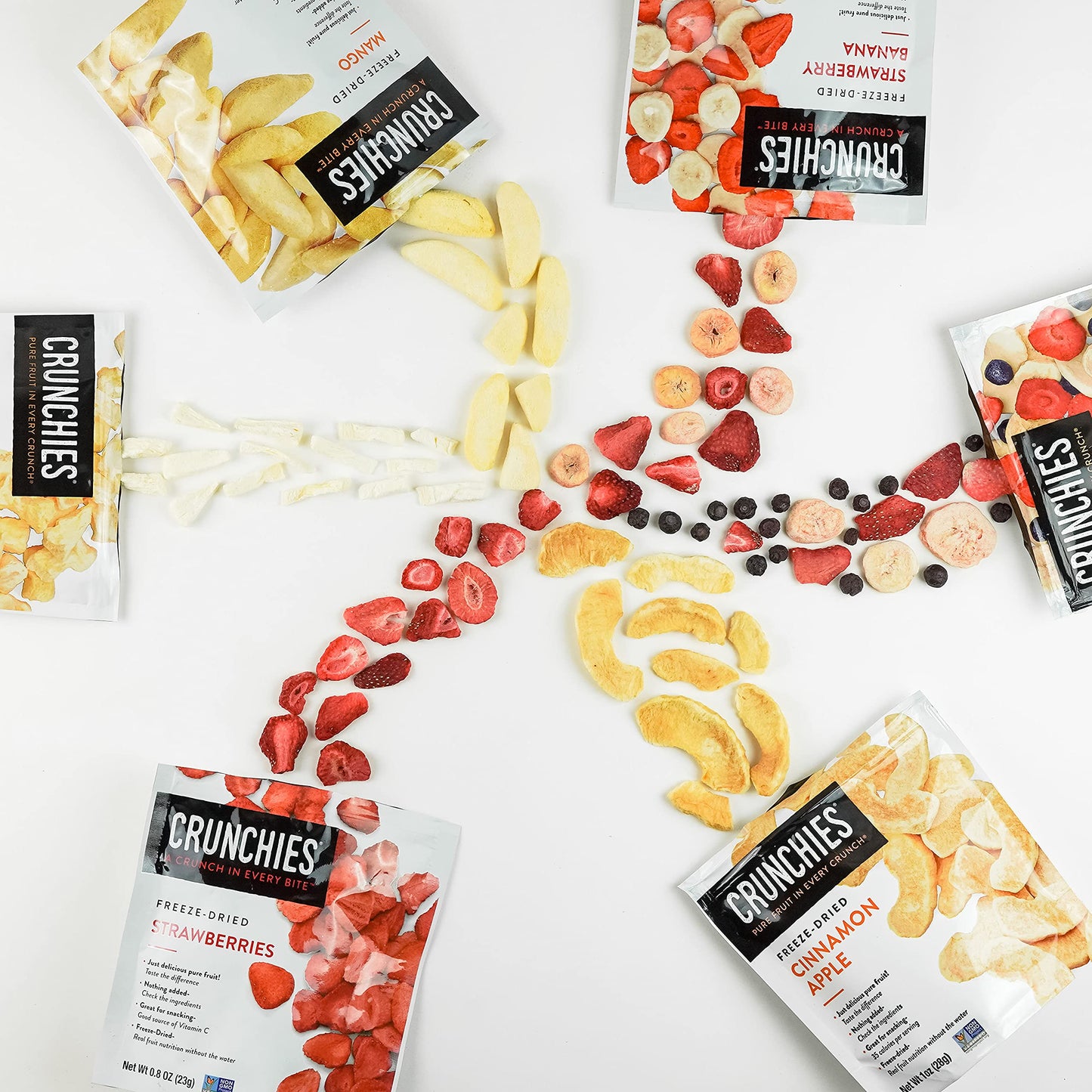 Crunchies Freeze-Dried Fruit Snack Packs, 100% All Natural, Non-GMO, Variety Pack, 6 Piece Assortment