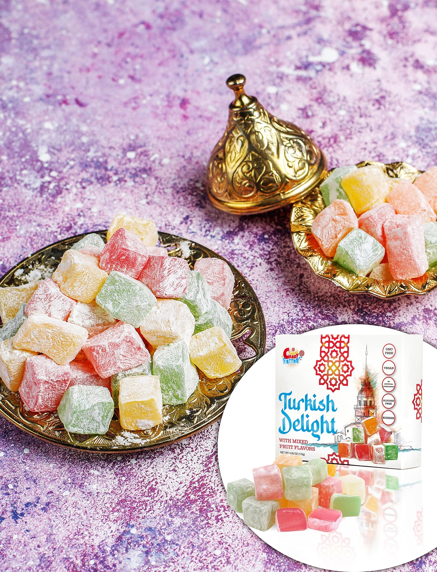 Sarah'S Candy Factory Turkish Delight With Assorted Fruit Flavors (4.05 Oz) Gift Box, Gift Basket