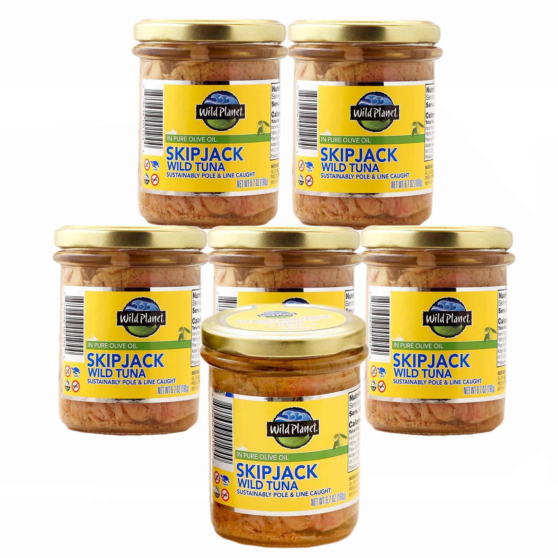 Wild Planet Wild Skipjack Tuna In Pure Olive Oil, Keto & Paleo, 3Rd Party Mercury Tested, 6.7 Ounce (Pack Of 6)