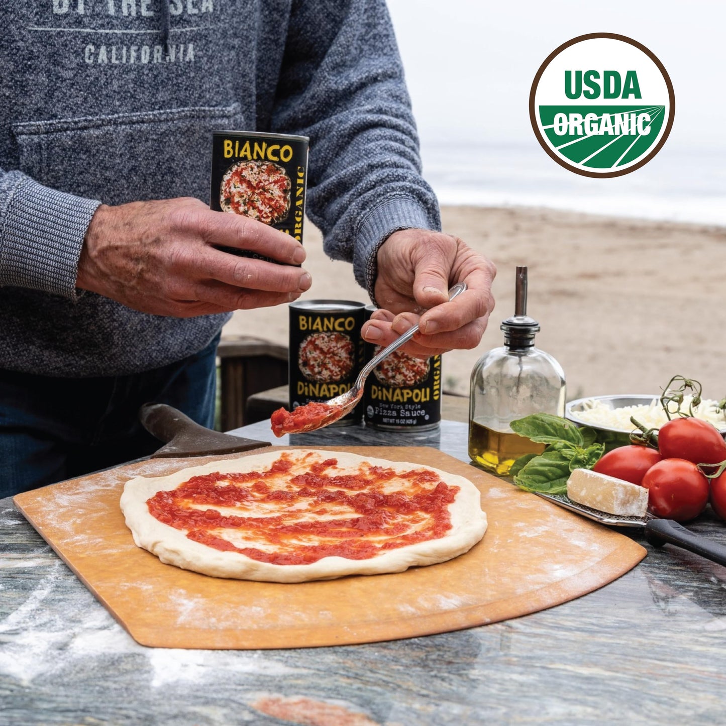 Bianco DiNapoli Organic NY Style Pizza Sauce  15 Oz (Pack of 8)  Vine Ripened California Grown Tomatoes  with Garlic  Spices  & Extra Virgin Olive Oil  Perfect for Homemade Pizza