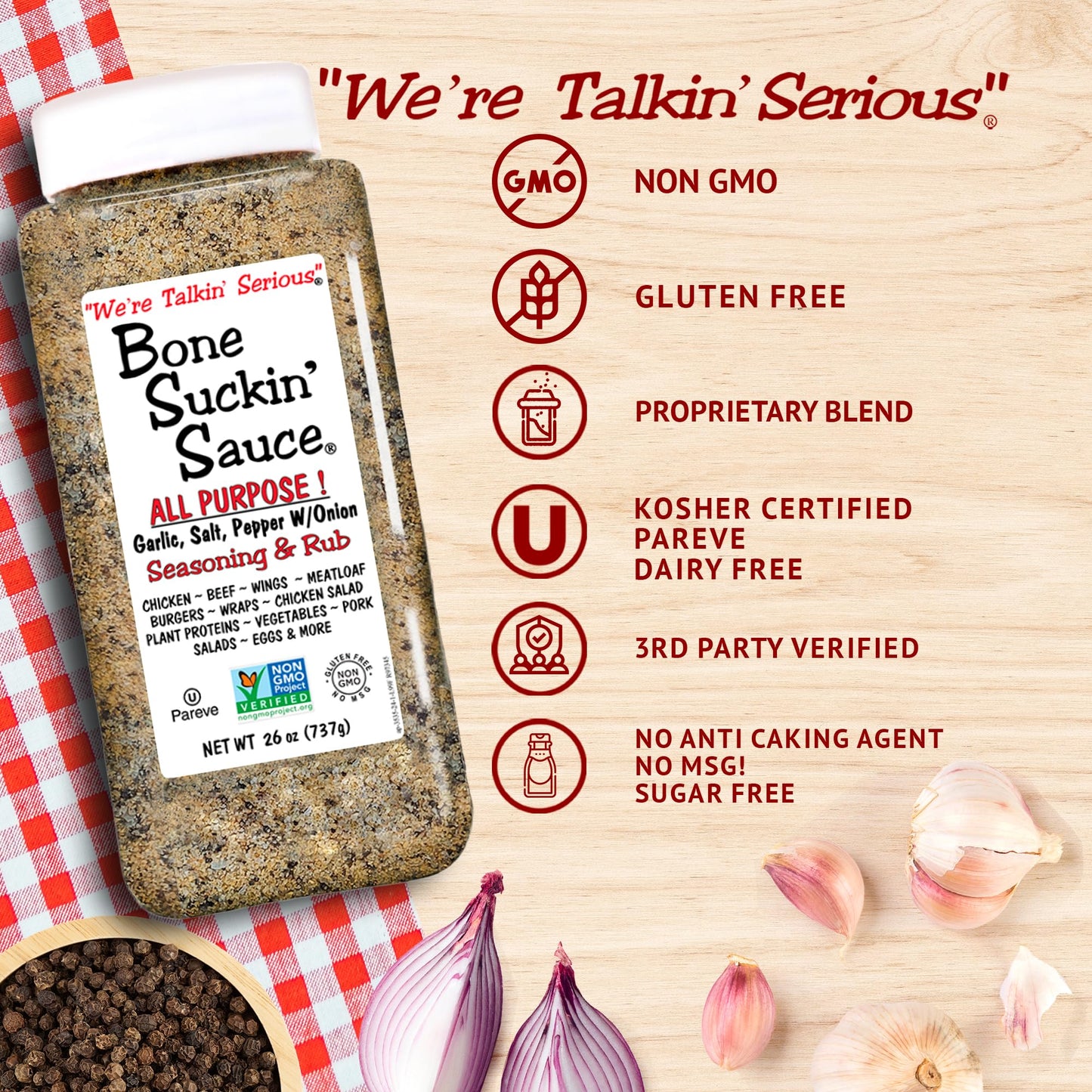 Bone Suckin' All Purpose Bulk Seasoning & Rub, Sugar Free, Gluten Free, Non Gmo, No Msg