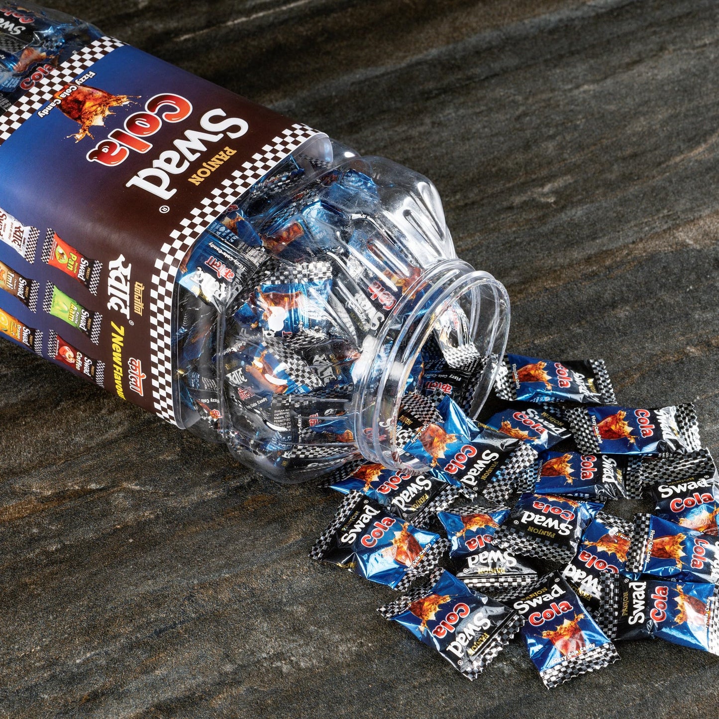 Swad Cola Candy | Chatpata Masala Cola Flavor Fizz Toffee| Sugar Candy Party Treats Pack | 150 Toffee Jar.