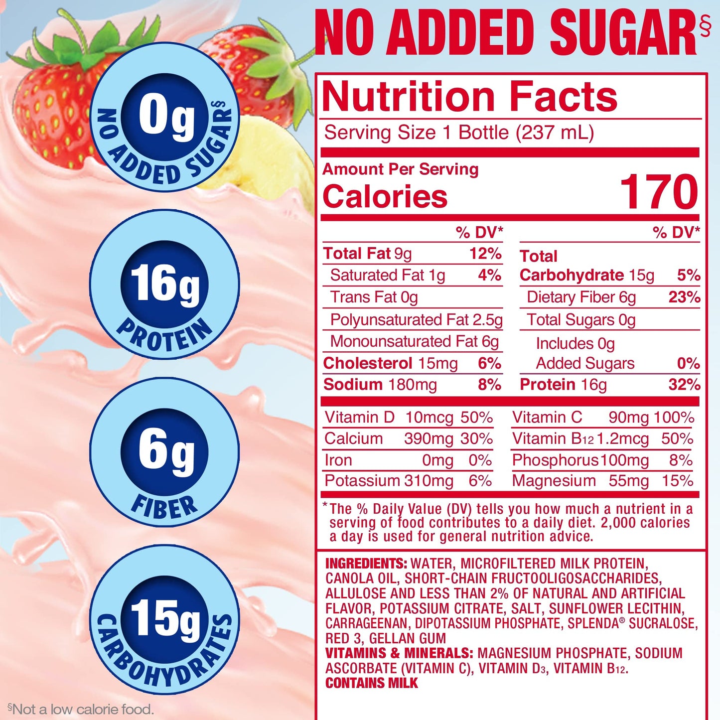 SPLENDA Diabetes Care Shakes - Meal Replacement Shake  Strawberry Banana  8 Fl Oz (Pack of 24)