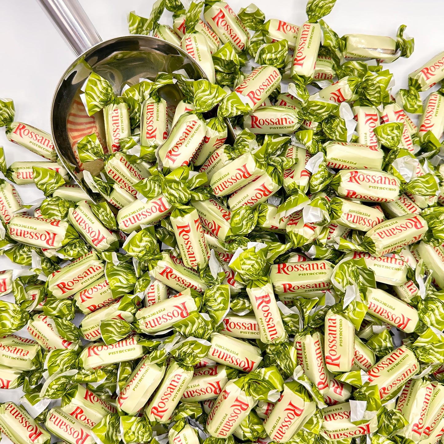Rossana Pistachio Candy - 1 Pound Bag - Italian Hard Candy Individually Wrapped - Classic Pistachio Treat - Puntini Style Sweets - Authentic Italian Candy from Italy