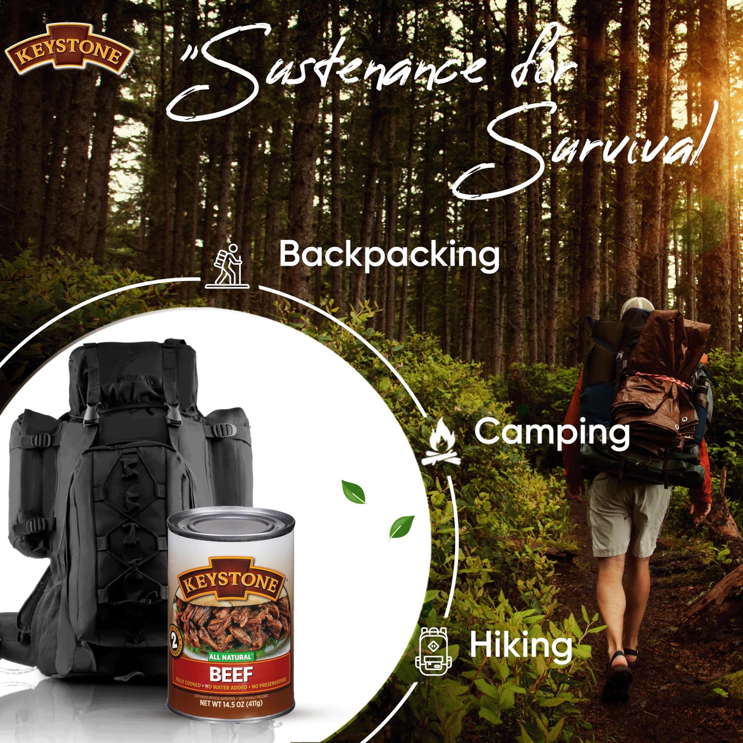 Keystone Meats All Natural Heat And Serve Canned Beef 14.5 Oz Fully Cooked Canned Meat Shelf Stable Emergency Survival Canned Fo