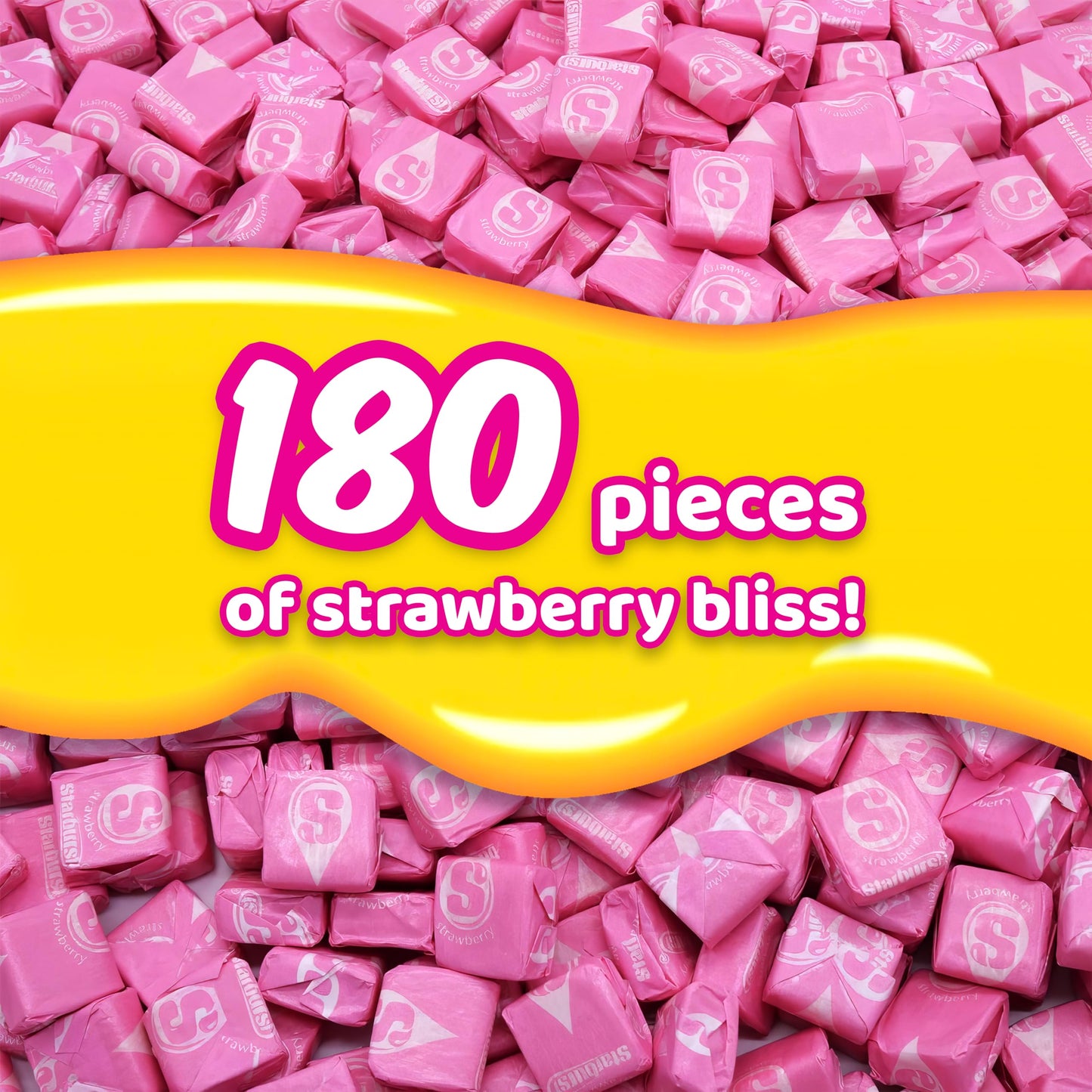 Strburst All Pink Chewy Candy - 2 Pounds Approx 180 Strawberry Candies - Bulk Candy Individually Wrapped Christmas Candy - Snack