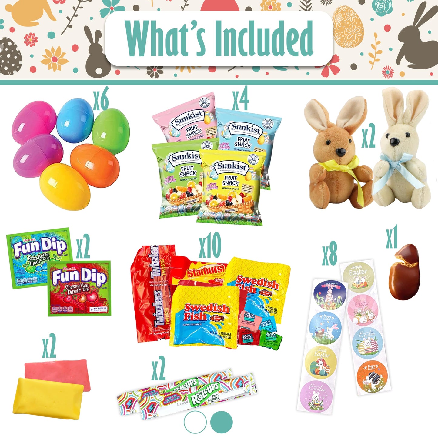 Easter Snack Green Tin Basket (60 Count) Filled With Candy With Bunny, Great Package For Family, Friends, Kids, Boys And Girls
