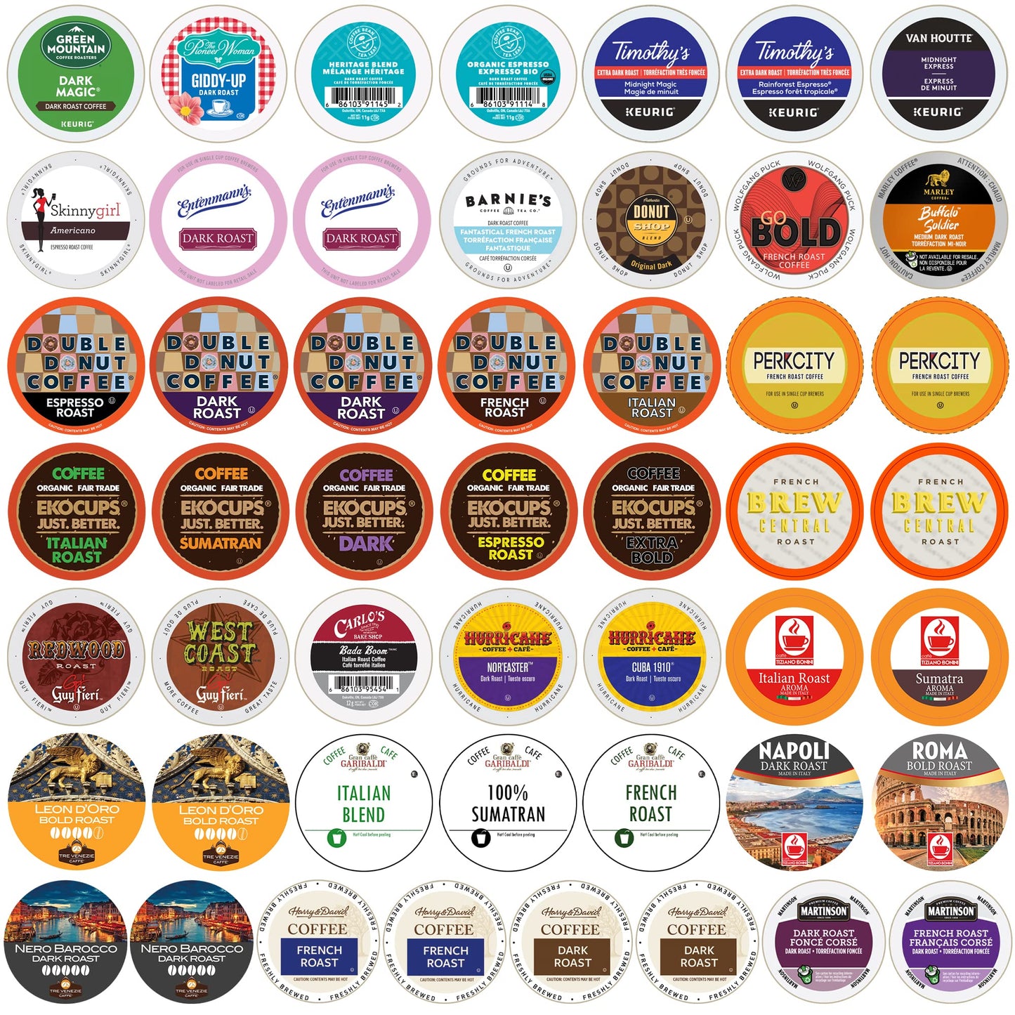 Crazy Cups Premium Bold Dark Roast Coffee Variety Pack, 50 Count