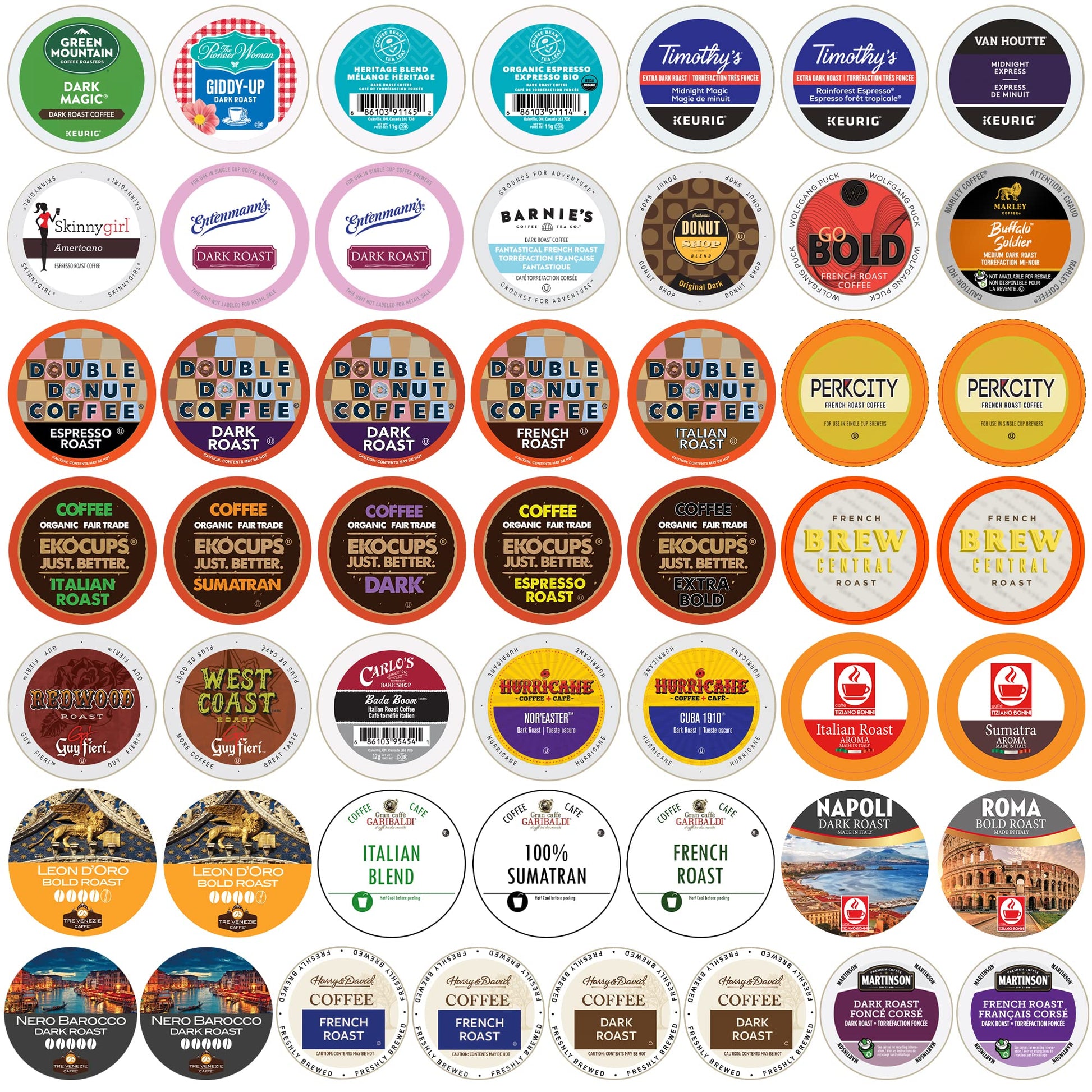Crazy Cups Premium Bold Dark Roast Coffee Variety Pack, 50 Count