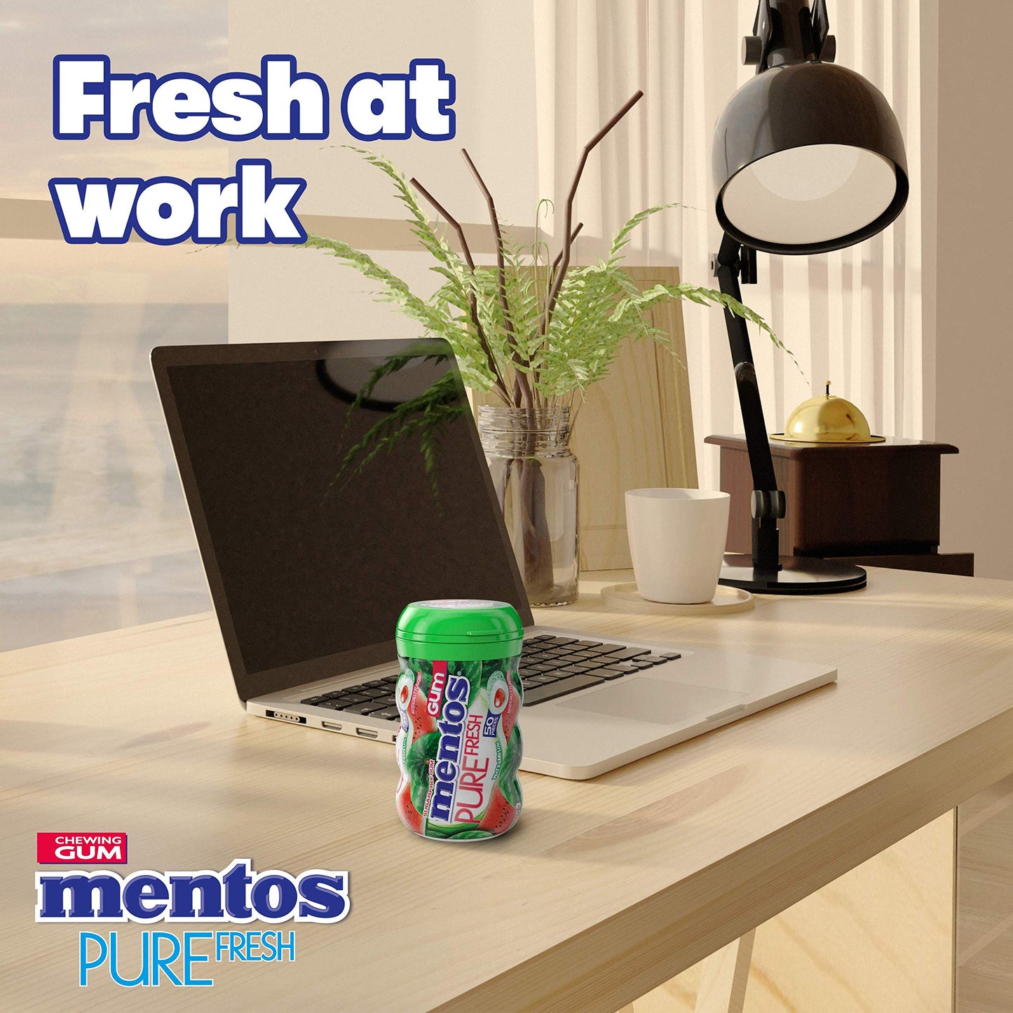 Mentos Pure Fresh Sugar-Free Chewing Gum with Xylitol, Watermelon, Holiday Candy, Bulk, 50 Piece Bottle (Pack of 6)