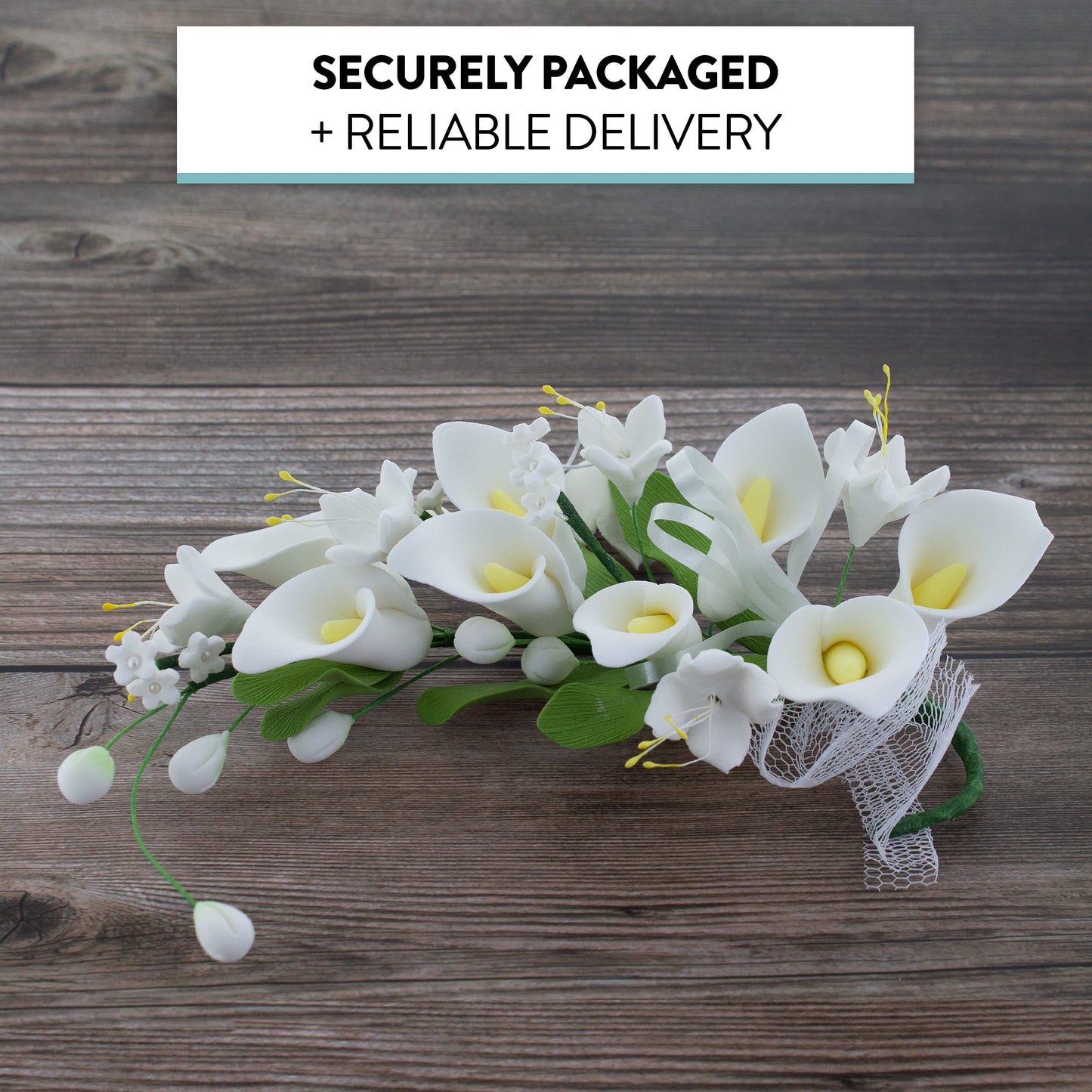 Global Sugar Art Calla Lily Cascade Sugar Cake Flowers Cake Topper Spray, White, 1Count By Chef Alan Tetreault