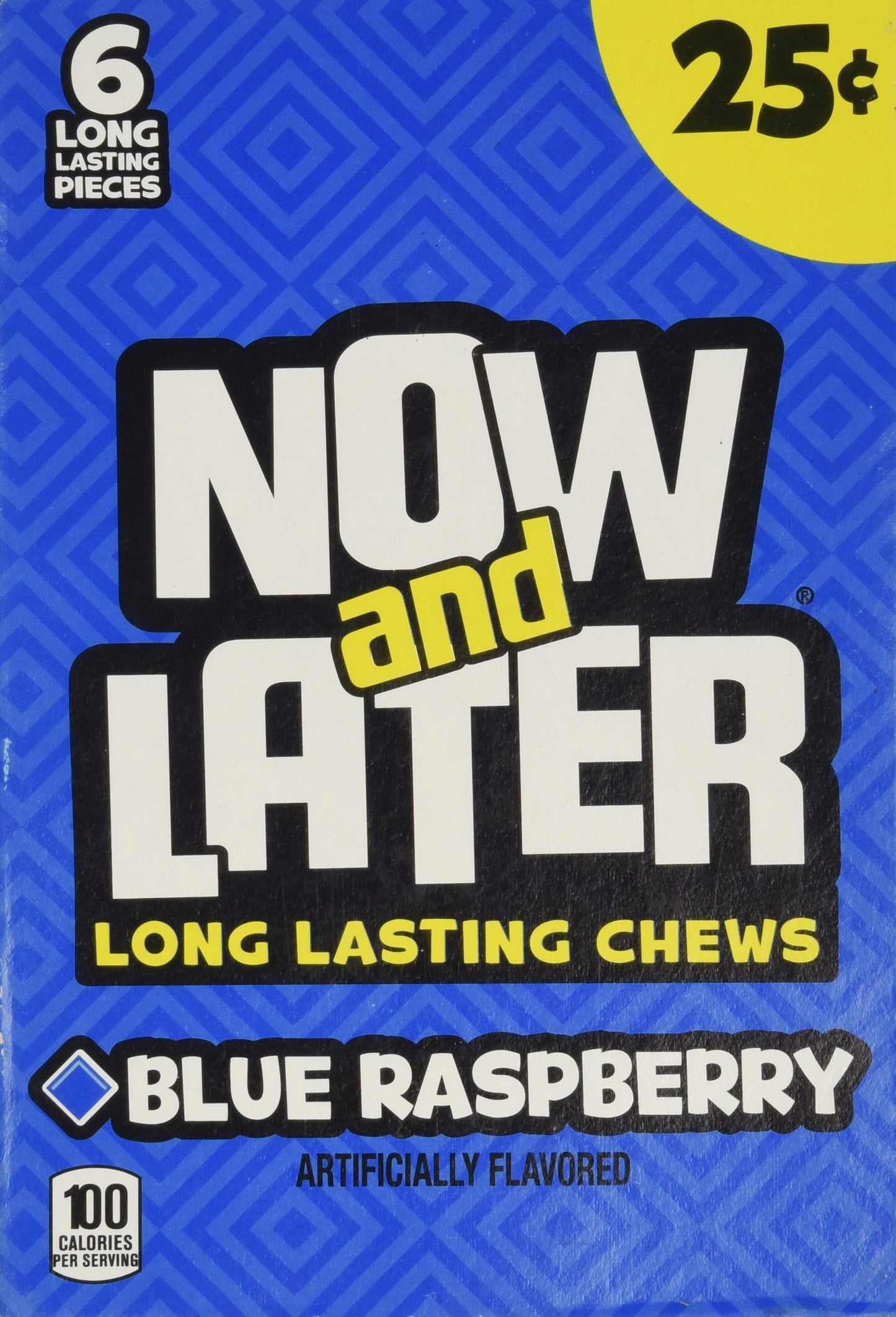 Now and Later Blue Raspberry Candy - 24 Pack of 6-Piece Bars, 0.93 Ounce Each