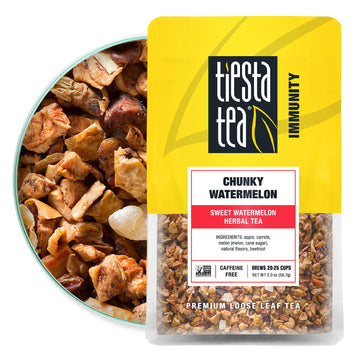 Tiesta Tea - Chunky Watermelon, Loose Leaf Sweet Watermelon Herbal Tea, Non-Caffeine, Hot & Ice Tea, 2 Oz Pouch - 25 Cups, Natural Flavored, Herbal Tea Loose Leaf Blend
