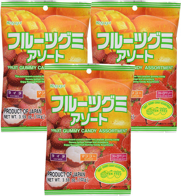 Kasugai Fruit Assort Gummy Candy 3.59Oz (3 Pack)