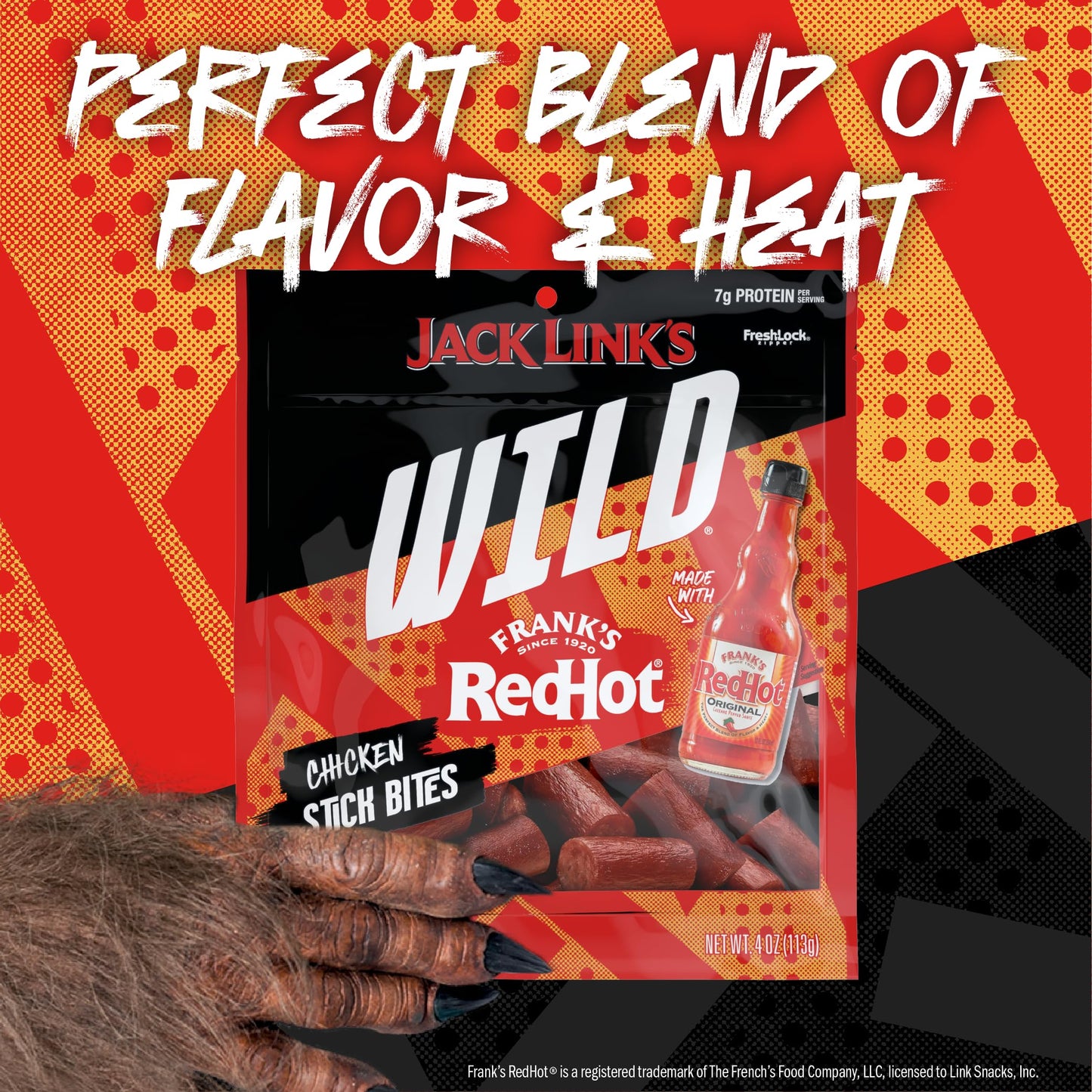 Jack Link'S Wild Chicken Stick Bites Made With Frank'S Redhot Flavor, Mini Meat Sticks, Shareable Under 100 Calories Snack Packs