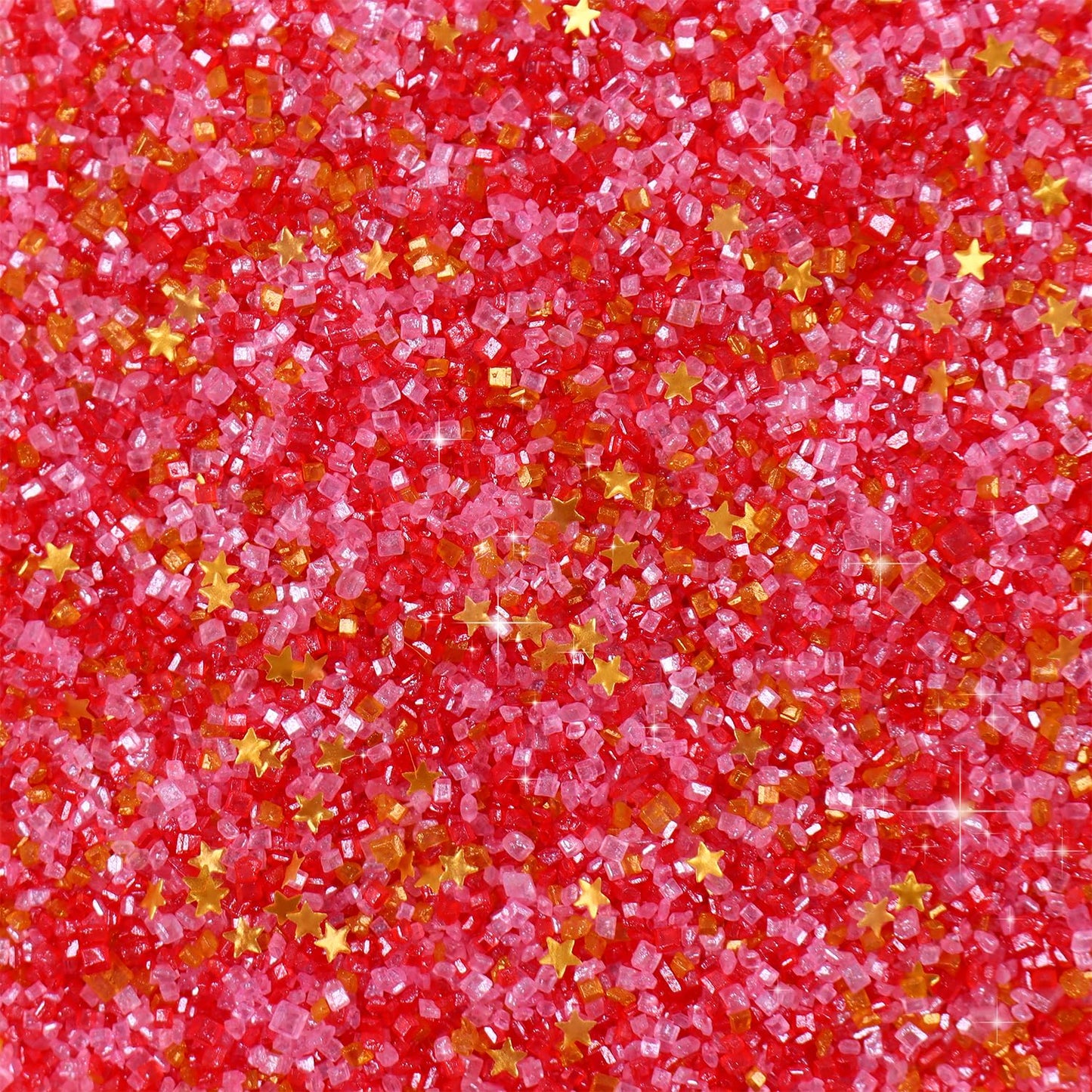 Edible Sanding Sugar Gold Star Glitter Mix, Red Sanding Sugar, Pink Sanding Sugar, Shimmer Star Sprinkles, Pink And Red Sprinkle