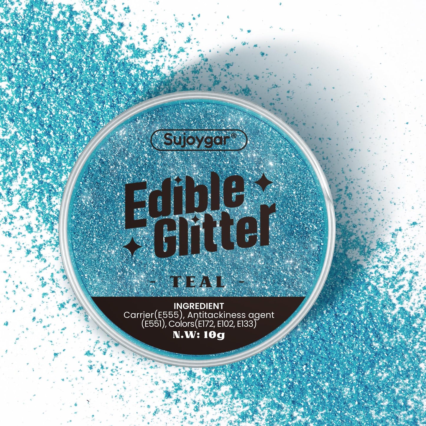 (10g) Teal Blue Edible Glitter for Cocktails, Drinks, Cakes - Peacock Blue Edible Drink Glitter Bulk - 100% Food Safe Cake Luste