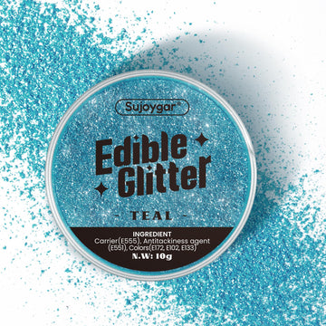 (10g) Teal Blue Edible Glitter for Cocktails, Drinks, Cakes - Peacock Blue Edible Drink Glitter Bulk - 100% Food Safe Cake Luste