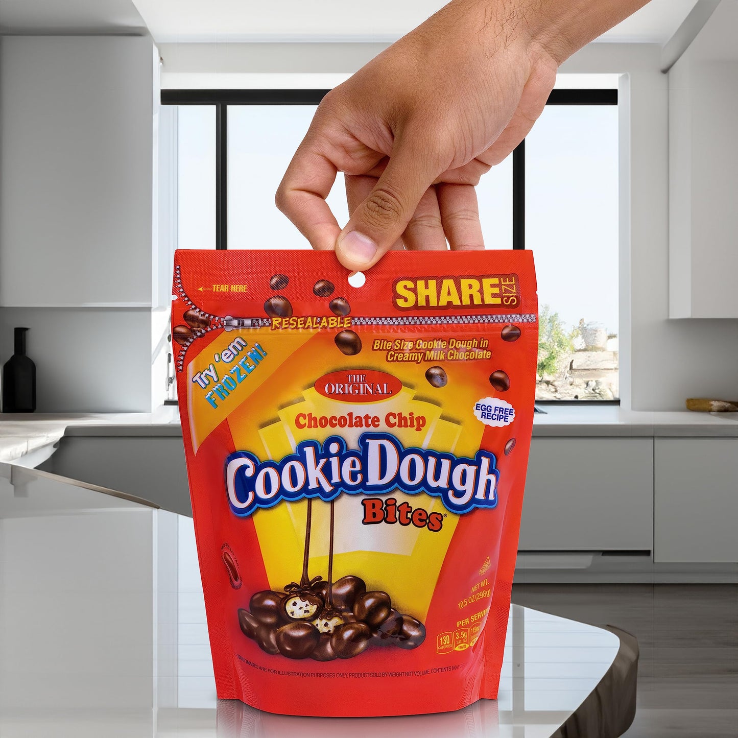 Candylandia Cookie Dough Bites Candy With Raw Edible Cookie Dough In Value Size 10.5 Ounce Bag | Chocolate Chip Flavor | 1 Bag