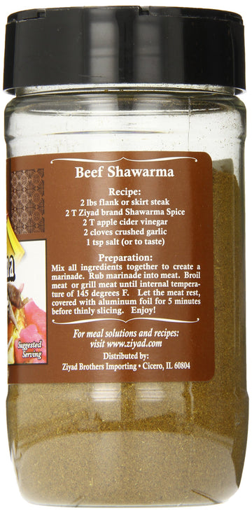 Ziyad Shaker Premium Shawarma Blend, Perfect For Beef Or Chicken Shwarmas, No Additives, No Msg 5.5Oz