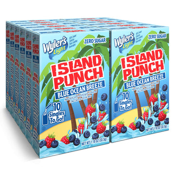 Wylers Light Island Punch, Blue Ocean Breeze, 10 CT, 1.18 Ounce (Pack of 12)