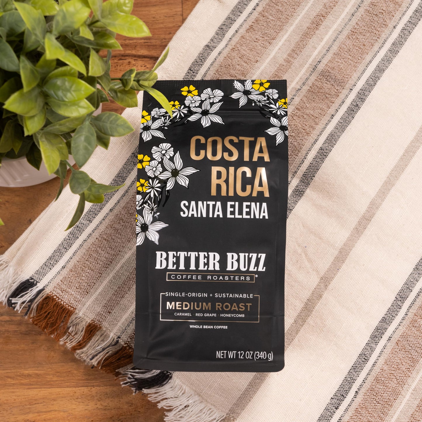 Better Buzz Costa Rica Medium Roast Whole Bean Coffee 12Oz.