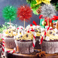 Chinco Foil Firework Cupcake Toppers, 100 Pcs, Wood, Silver/Red/Green, Model Chinco-8882