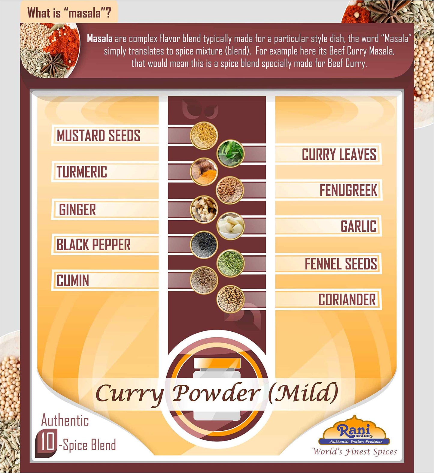 Rani Curry Powder Mild (10-Spice Authentic Indian Blend) 3oz (85g) PET Jar ~ All Natural | Salt-Free | NO Chili or Peppers | Veg