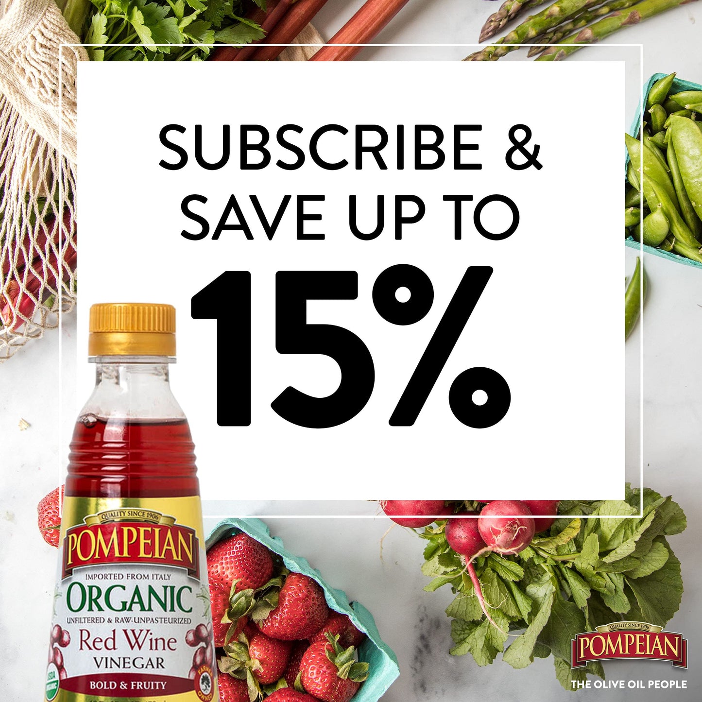 Pompeian Gourmet Organic Red Wine Vinegar  Unfiltered & Unpasteurized  Perfect for Marinades  Salad Dressings & Sauces  16 FL. OZ.