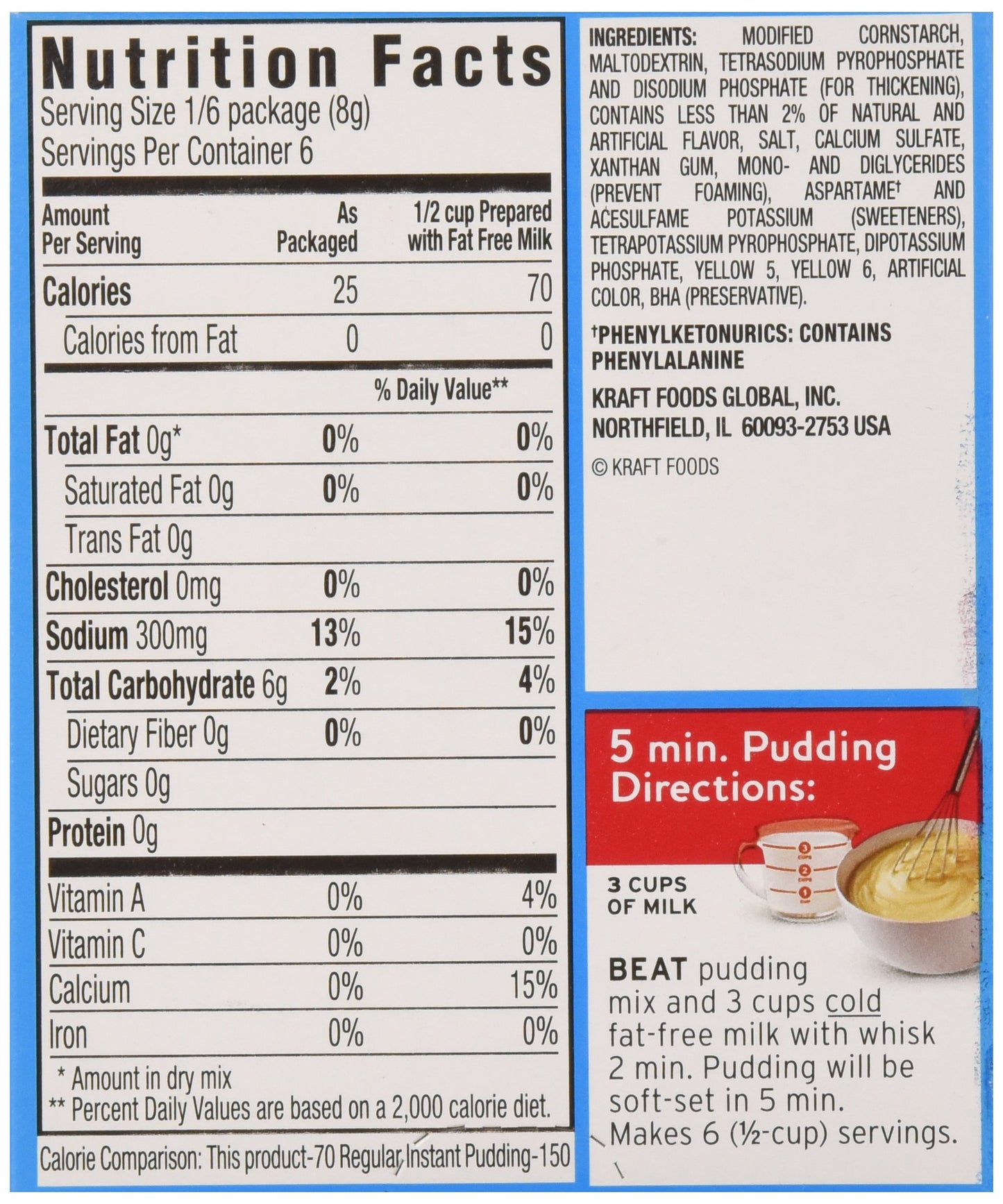 Jell-O Vanilla Sugar Free & Fat Free Instant Pudding & Pie Filling Mix, 24 Ct Pack - 1.5 Oz Boxes, As Seen On Tiktok