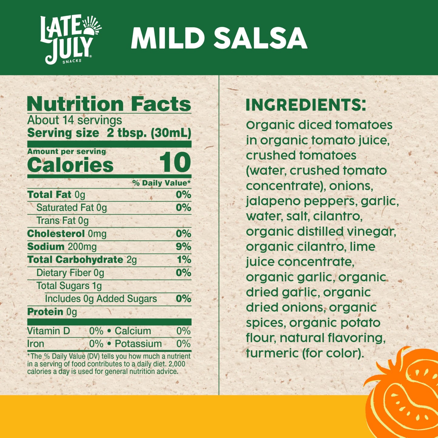 Late July Snacks Mild Salsa, 15.5 oz Jar, Red, Pack of 1, Model 200790115181