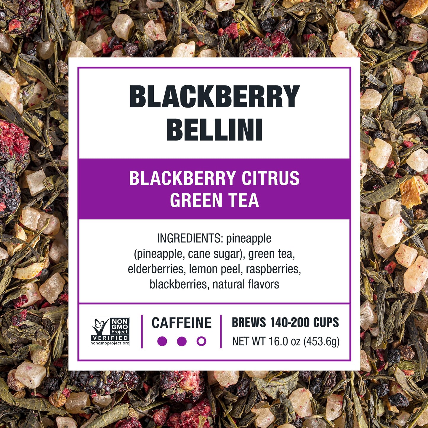 Tiesta Tea Blackberry Bellini Green Tea Blend - Medium Caffeinated - Bulk Pouch - 16 oz - Brews Up to 200 Cups
