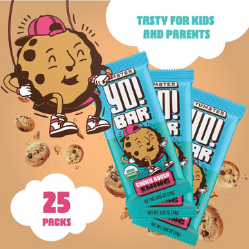 Yo! Bar By Bearded Brothers Vegan Organic Kids Bar, Cookie Dough (25 Bars) - Gluten Free, Paleo And Whole 30 | Soy Free, Non-Gmo, Low Glycemic, No Sugar Added, Fiber + Whole Foods