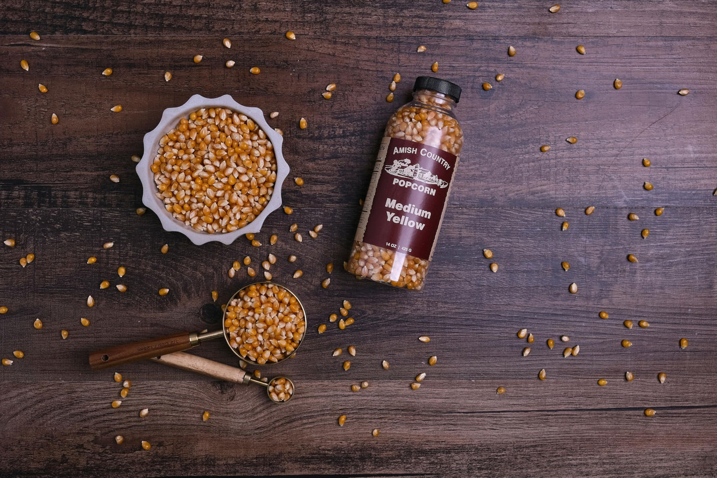Amish Country Popcorn | 2-14 Oz Bottles | Medium Yellow Popcorn Kernels | Old Fashioned, Non-Gmo And Gluten Free (2-14 Oz Bottle