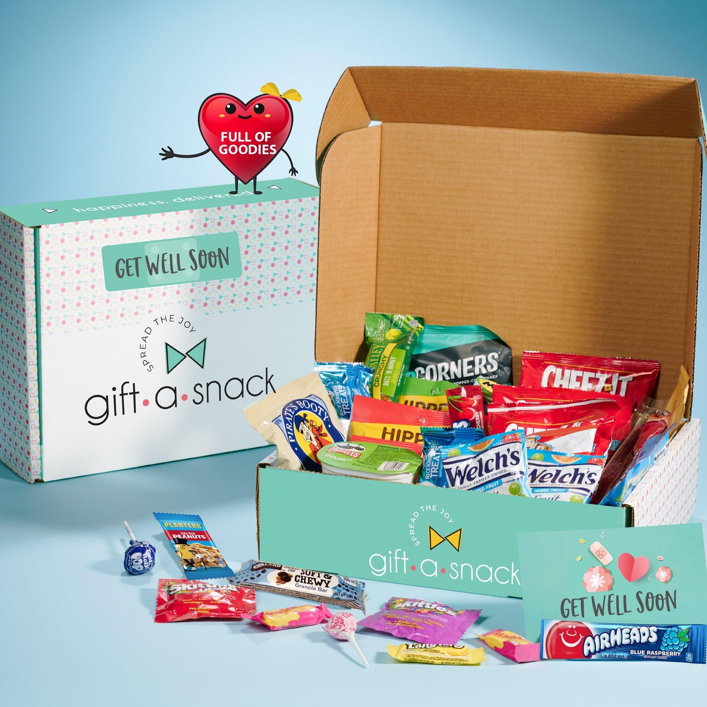 Gift A Snack - Get Well Soon Snack Box Variety Pack Care Package + Greeting Card (45 Count) Feel Better Sweet  Gift Basket  Candies Chips ers Bars - Cravy Food Assortments & Variety Gifts