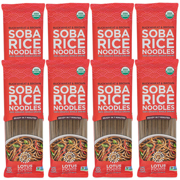 Lotus Foods Organic Soba Rice Noodles - Organic Rice Noodles, Asian Noodles, Rice Noodles Gluten Free, Brown Rice & Buckwheat Fl