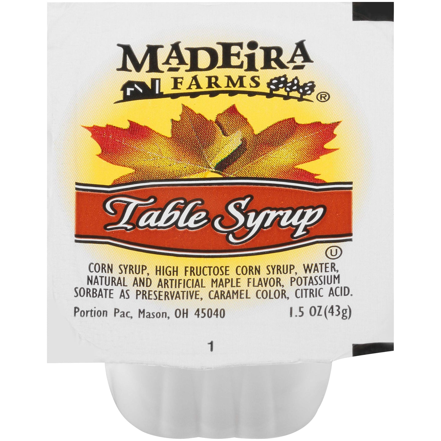 Madeira Farms Table Syrup Single Serve Packet, 1.5 Oz, 100 Count, Model 00716037139605