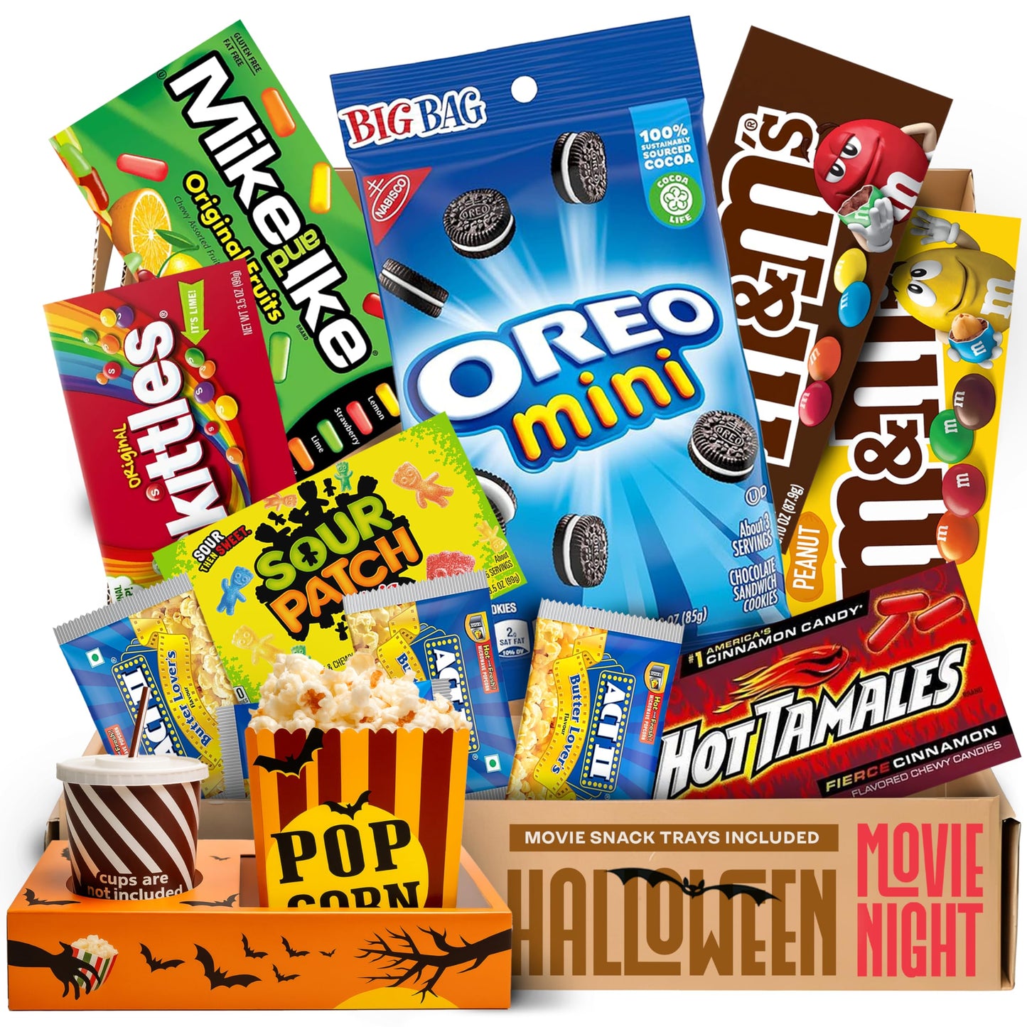 Halloween Movie Night Supplies - Candy Variety Pack For mature-themeds & Kids With Movie Snack Trays  Spooky Basket Stuffers For Him & Her  Halloween Boo Basket Gifts By CraveKraft