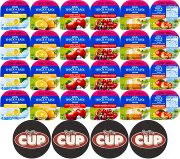 Hormel Thick & Easy Clear Single Serve, Nectar Consistency Thickened Beverage, 6 Flavor Variety, 4 oz Cups (Pack of 24) with By 