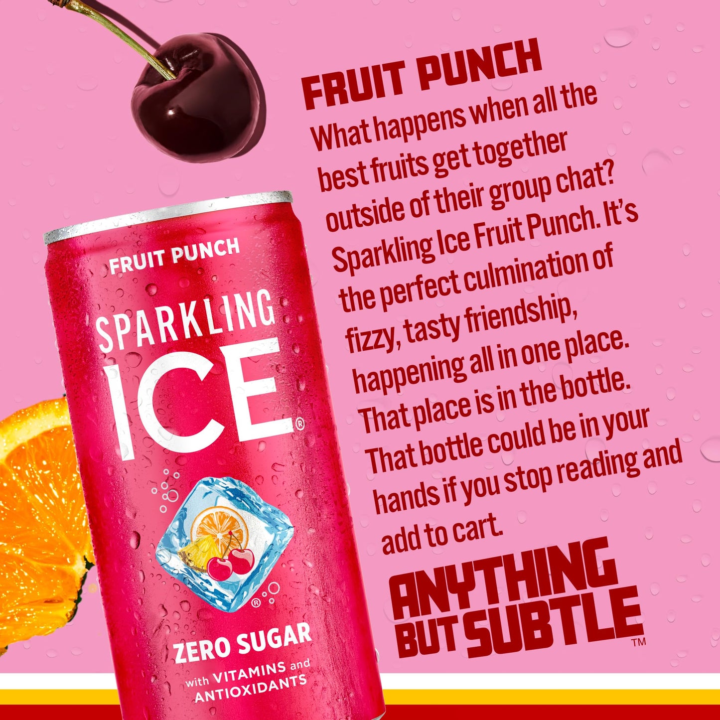 Sparkling Ice Fruit Punch Sparkling Water  with Antioxidants and Vitamins  Zero Sugar  7.5 fl oz Mini Cans (Pack Of 10)