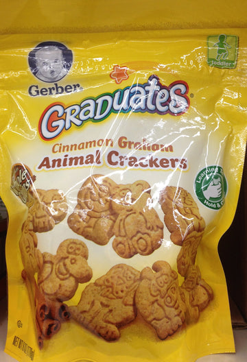 Gerber Snacks For Toddler Animal Crackers, Cinnamon Graham, Toddler Snack Baked With Whole Grains & Non-Gmo Ingredients, 6.0-Oun