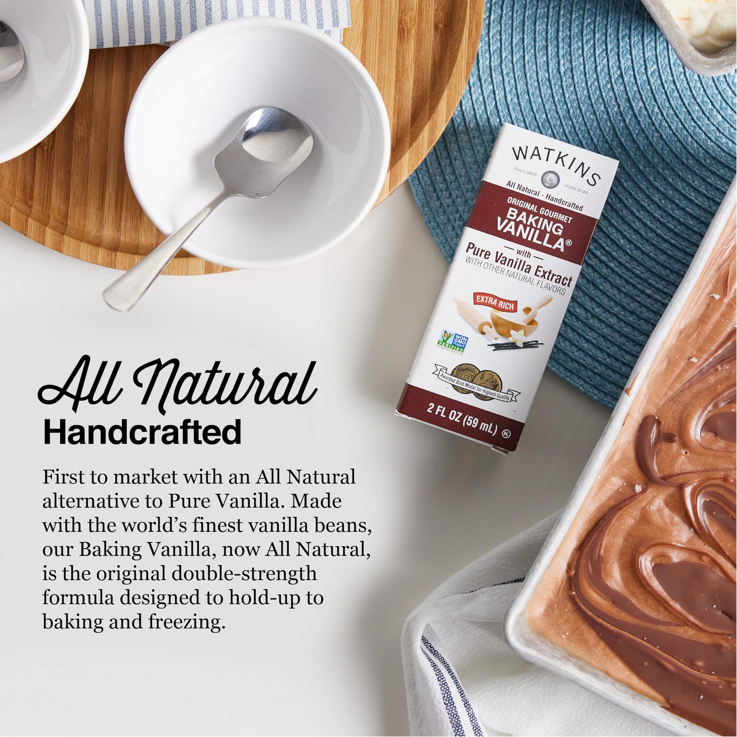 Watkins All Natural Original Gourmet Baking Vanilla With Pure Extract, 2 Fl. Oz. Bottle, 1-Pack