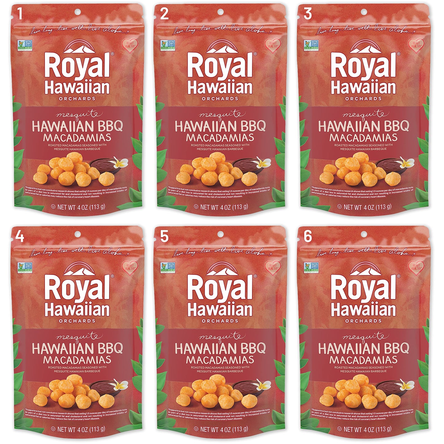 Royal Hawaiian Orchards Macadamia Nuts, Mesquite Hawaiian Bbq, 4Oz (Pack Of 6)