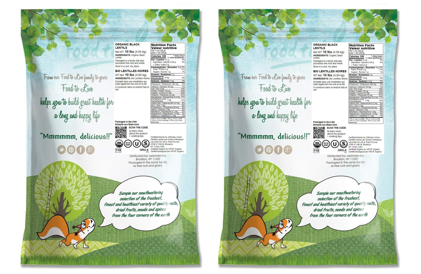 Organic Black Lentils, 20 Pounds - Non-GMO, Whole Dry Pulses, Raw, Sproutable, Kosher, Vegan, Bulk Legumes, Black Masoor Daal. R