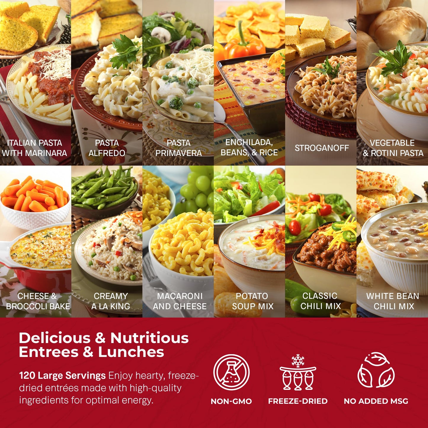 Legacy Food Storage 120 Serving Emergency Food Supply Bucket, 16 Entrees, 48,640 Total Calories, Shelf Stable Breakfast Lunch & Dinner, Freeze Dried Survival Meals For Mre Camping, Hiking, Prepping