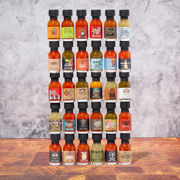 Thoughtfully Gourmet Birthday Hot Sauce Sampler Gift Set, 30-Pack With Flavors Like Garlic Herb & Apple Spirit-Inspired Flavor, Gift Wrapped For Birthdays