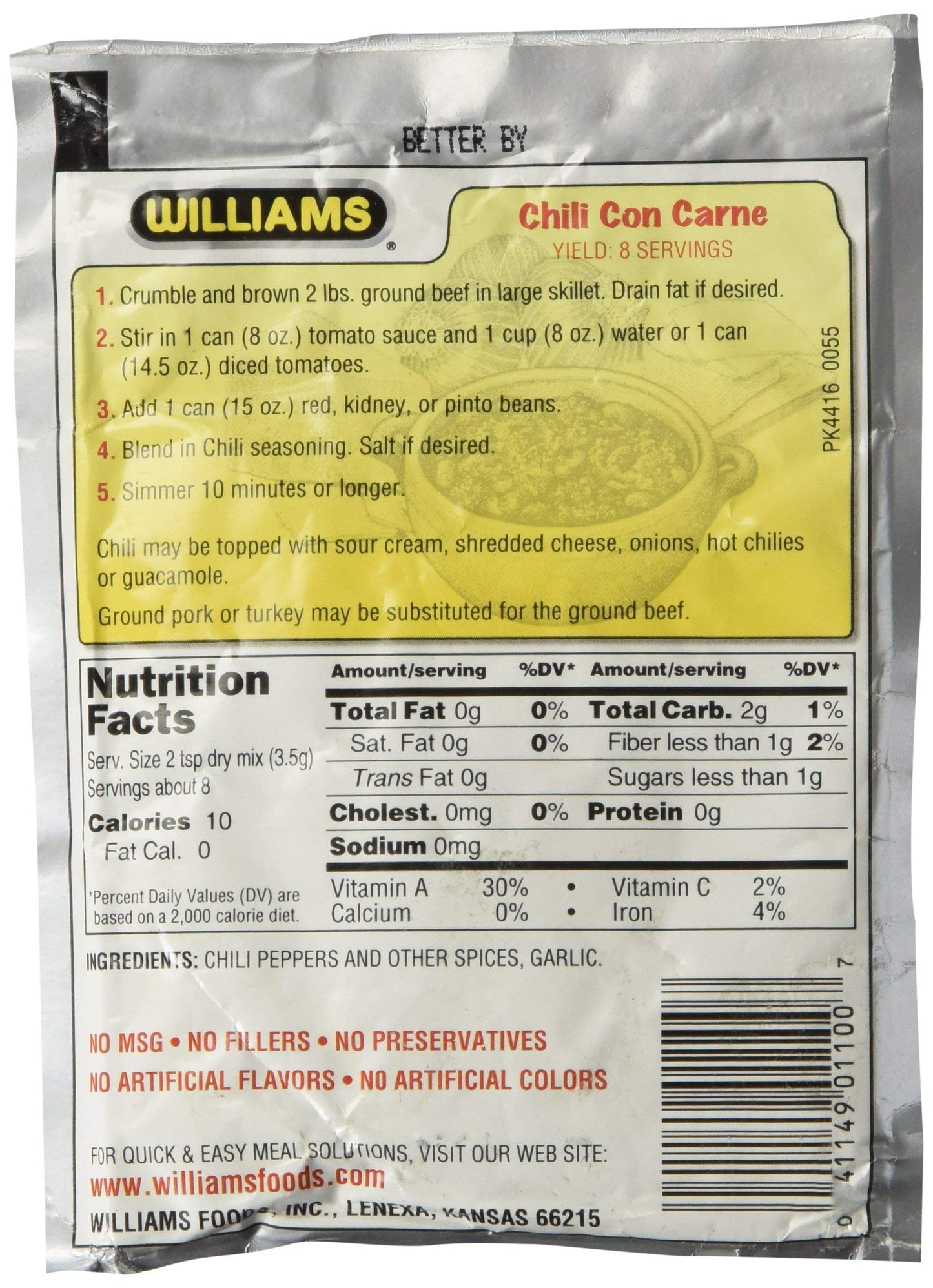 Williams Original Chili Seasoning (Pack Of 6)