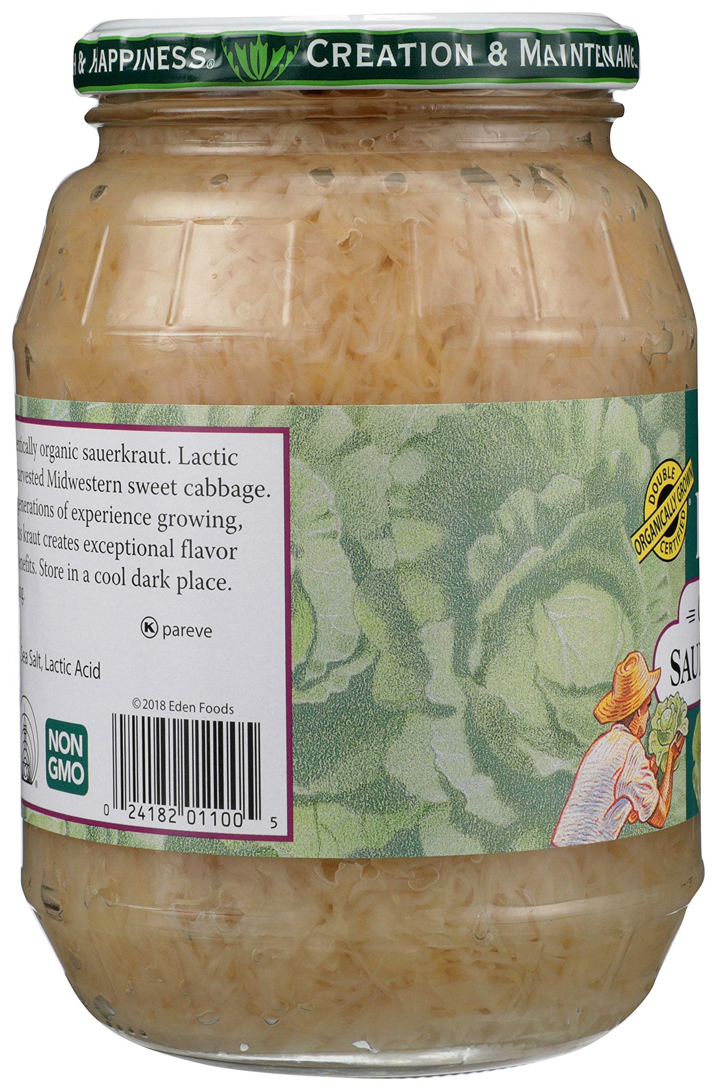 Eden Organic Sauerkraut, 32 Oz Glass Jar, Fine Cut