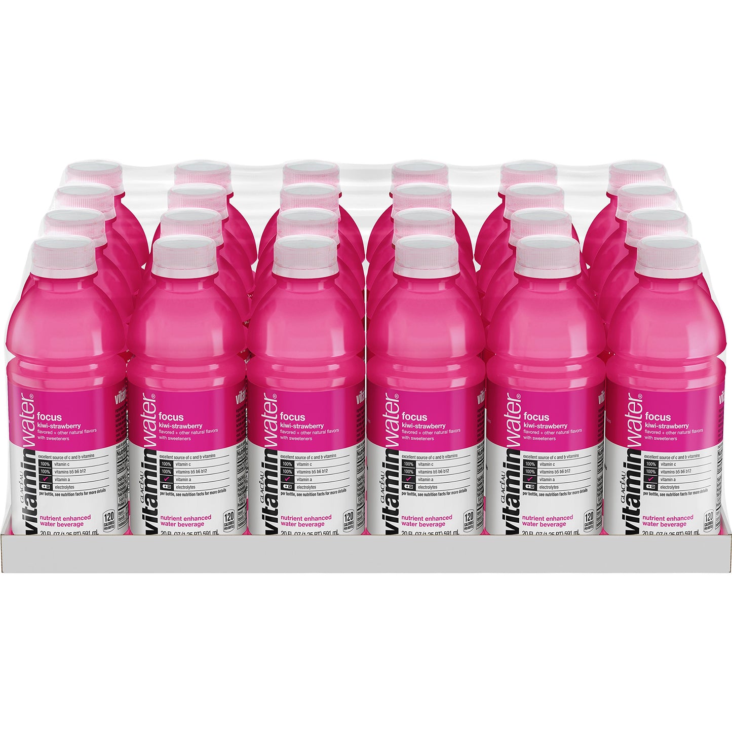 vitaminwater focus electrolyte enhanced water w/ vitamins, kiwi-strawberry drinks, 20 fl oz, 24 Pack