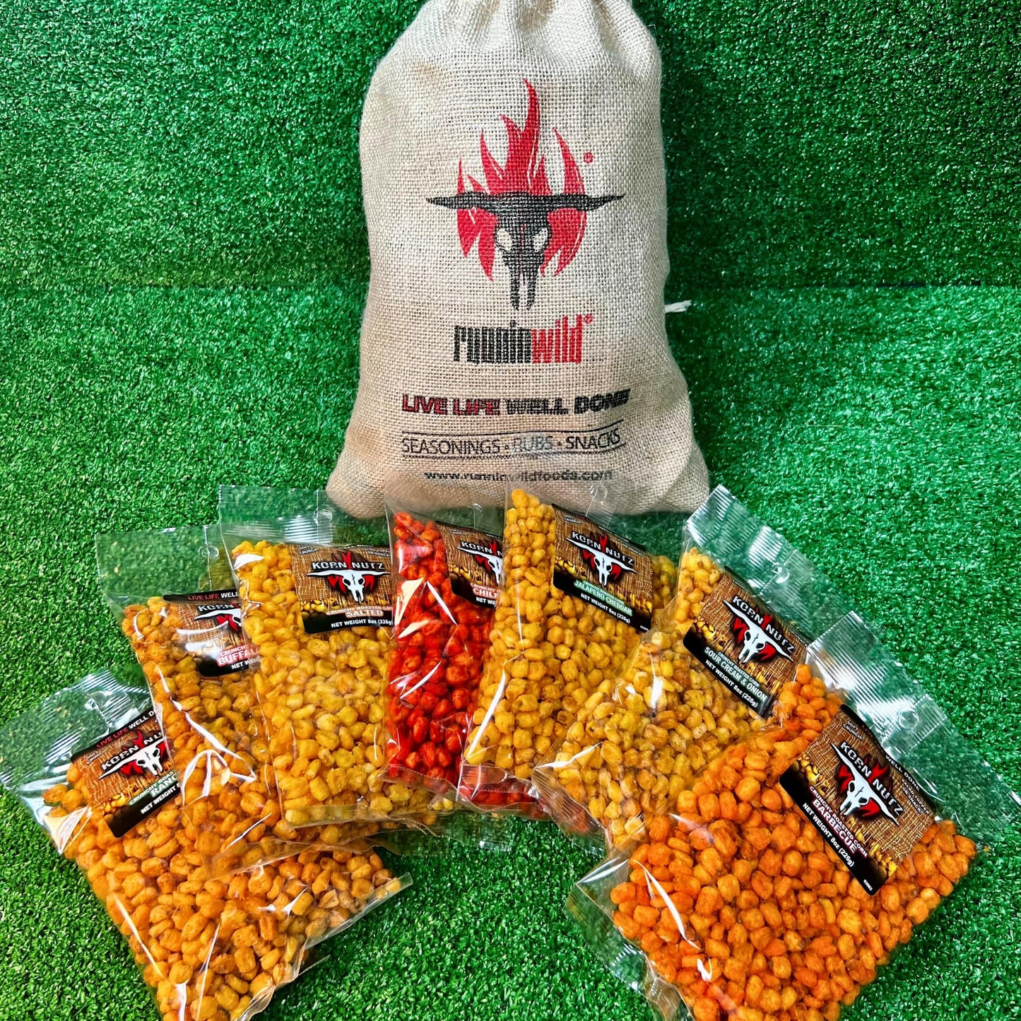 Runnin Wild Toasted Corn Gift Set - 7 Bold Flavors, 3.5 lbs Total (8oz bags)